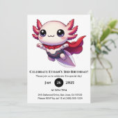 Invitation Axolotl Superhero in Armor Birthday (Debout devant)