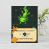 Invitation Axolotl vert brillant dans les marécages Anniversa (Debout devant)