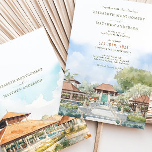 Invitation AYANA Resort   Paysage d'aquarelle Mariage BALI