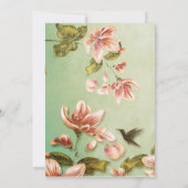 Invitation Azalées roses Vintage sur Green Mist Mariage (Dos)