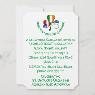 Invitation Azorean Irish USA Drapeau Trèfle Personnalisé 