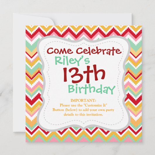 Invitation Aztec Andes Montagnes Tribales Chevron Fiesta Ziga (Devant)