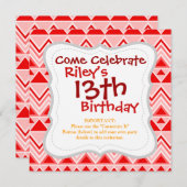 Invitation Aztec Andes Triangles Triangle Rouge Chevron (Devant / Derrière)