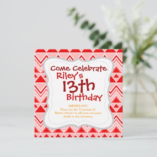 Invitation Aztec Andes Triangles Triangle Rouge Chevron (Debout devant)