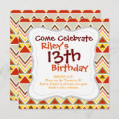 Invitation Aztec Andes Triangles Triangles Chevrons (Devant / Derrière)