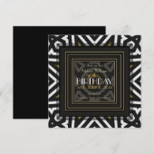 Invitation Aztec Boho Cool Noir Blanc Or 50e Anniversaire (Devant / Derrière)