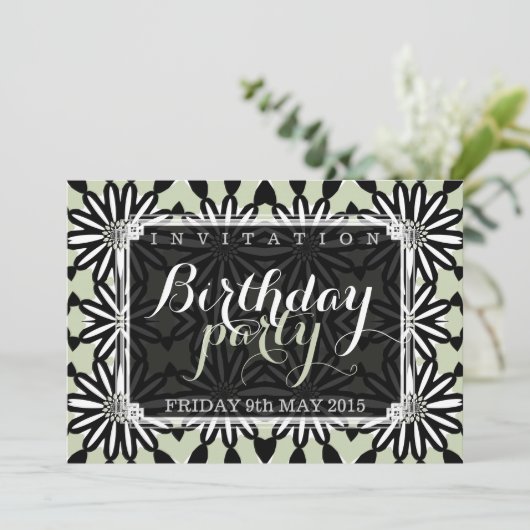 Invitation Aztec Daisies Moderne Fun Anniversaire (Debout devant)