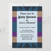 Invitation Aztec Tribal Abstrait Baby shower Bleu Violet Tan (Devant)