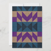 Invitation Aztec Tribal Abstrait Baby shower Bleu Violet Tan (Dos)
