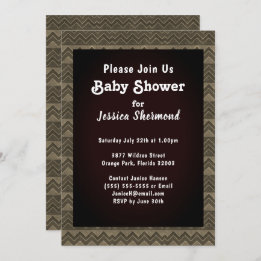 Invitation Aztec Tribal Abstrait Baby shower Chevron Grayed