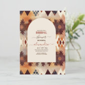 Invitation Aztec Tribal Brown Ethnic Fête des mariées Ouest (Debout devant)