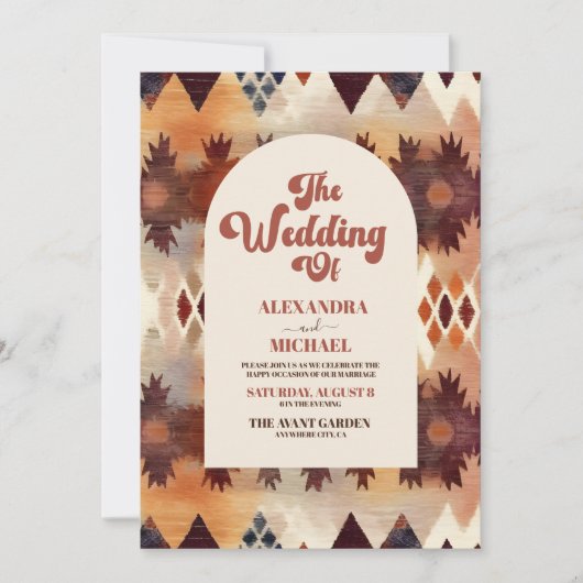Invitation Aztec Tribal Brown Ethnique Mariage occidental (Devant)