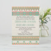 Invitation Aztec Tribal Native Pastel Peach/Aqua (Debout devant)