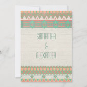 Invitation Aztec Tribal Native Pastel Peach/Aqua (Dos)