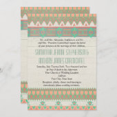 Invitation Aztec Tribal Native Pastel Peach/Aqua (Devant / Derrière)