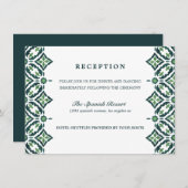 Invitation Azulejo vert | Espagne Réception mariage en mosaïq (Devant / Derrière)