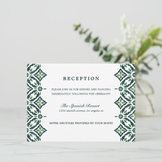 Invitation Azulejo vert | Espagne Réception mariage en mosaïq (Debout devant)