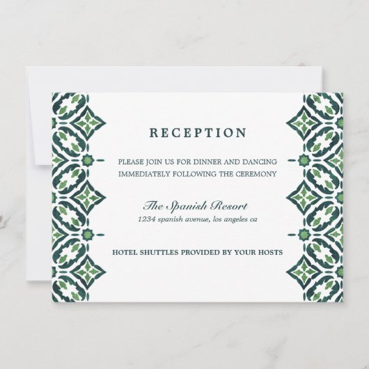 Invitation Azulejo vert | Espagne Réception mariage en mosaïq (Devant)