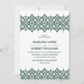 Invitation Azulejo vert | Espagnol Mariage de dentelle fronti (Devant)
