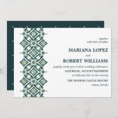 Invitation Azulejo vert | Mariage frontalier espagnol carreau (Devant / Derrière)