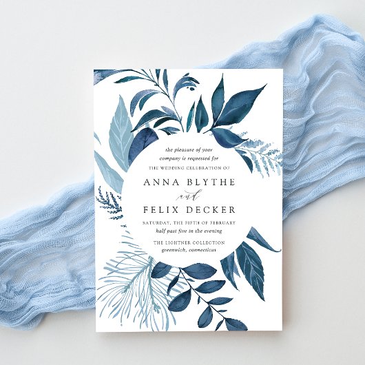 Invitation Azur sauvage | Mariage botanique bleu