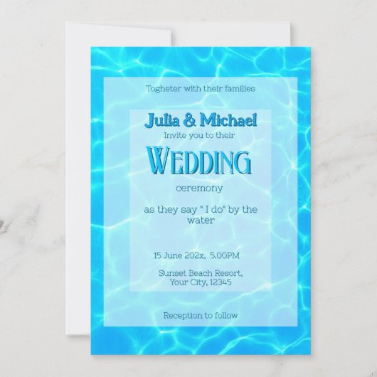 Invitation Azur Turquoise Bleu Réflexion d'eau Minimalisme (Devant)