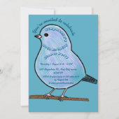 Invitation Azure 50e Anniversaire Fête de dîner Oiseau Mignon (Devant)