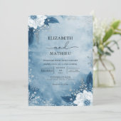 Invitation Azure Bloom Frost Romance Mariage (Debout devant)
