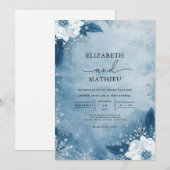 Invitation Azure Bloom Frost Romance Mariage (Devant / Derrière)
