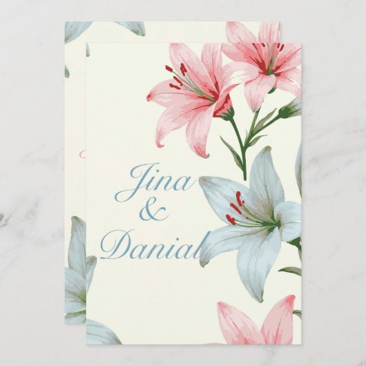 Invitation Azure Bloom V03 (Devant / Derrière)