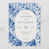 Invitation Azure Blooms Wedding (Devant / Derrière)