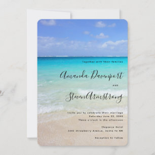 Invitation Azure Blue Caribbean Tropical Beach Wedding