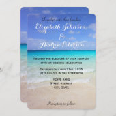 Invitation Azure Blue Caribbean Tropical Beach Wedding (Devant / Derrière)