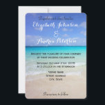 Invitation Azure Blue Caribbean Tropical Beach Wedding<br><div class="desc">Une invitation à un mariage à thème tropical sur la plage. L'image arrière - plan est une plage de sable blanc avec des vagues douces et une vue imprenable sur l'océan avec des eaux turquoise et cristallines. Un ciel bleu vif et des nuages doux et moelleux surplombent cet endroit de...</div>