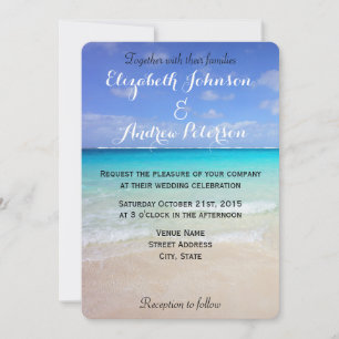Invitation Azure Blue Caribbean Tropical Beach Wedding