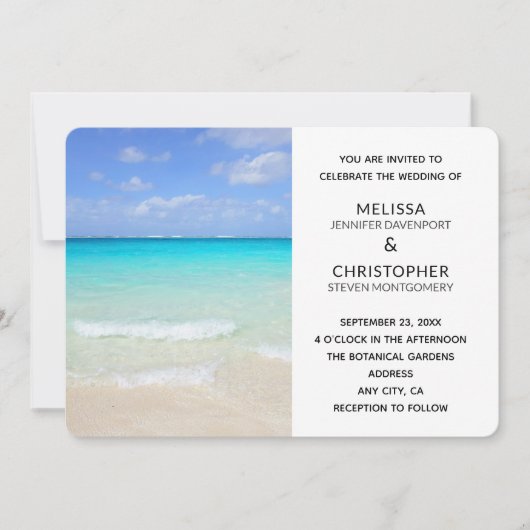 Invitation Azure Blue Caribbean Tropical Beach Wedding (Devant)
