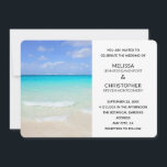Invitation Azure Blue Caribbean Tropical Beach Wedding<br><div class="desc">Une invitation à un mariage à thème tropical sur la plage. L'image arrière - plan est une plage de sable blanc avec des vagues douces et une vue imprenable sur l'océan avec des eaux turquoise et cristallines. Un ciel bleu vif et des nuages doux et moelleux surplombent cet endroit de...</div>