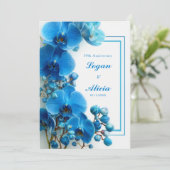 Invitation Azure Blue Orchid Minimalist Floral Wedding (Debout devant)