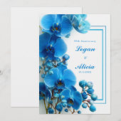 Invitation Azure Blue Orchid Minimalist Floral Wedding (Devant / Derrière)