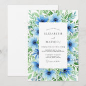 Invitation Azure Ethereal Floral Wedding (Devant / Derrière)