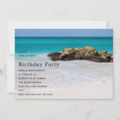 Invitation Azure Ocean Sandy Beach Photo Anniversaire (Devant)