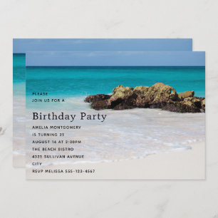 Invitation Azure Ocean Sandy Beach Photo Anniversaire