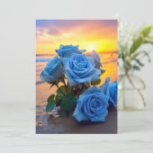Invitation Azure Romance : Seaside Sunset Roses Mariage Invit (Debout devant)