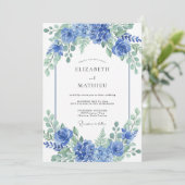 Invitation Azure Vivid Hydrangea Spring Wedding (Debout devant)