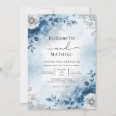 Invitation Azure Winter Branch Romance Mariage (Devant)