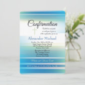 Invitation azurée de confirmation de ciel (Debout devant)