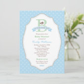 Invitation B est pour Baby Blue Boy Baby shower (Debout devant)