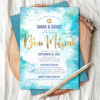B’nai Mitzvah Gold Turquoise Aquarelle 2 Lieu