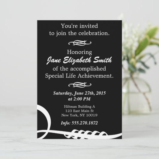 Invitation B&W Élégante de base (Debout devant)