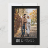 Invitation B&W minimal élégant script moderne QR Code Mariage (Dos)